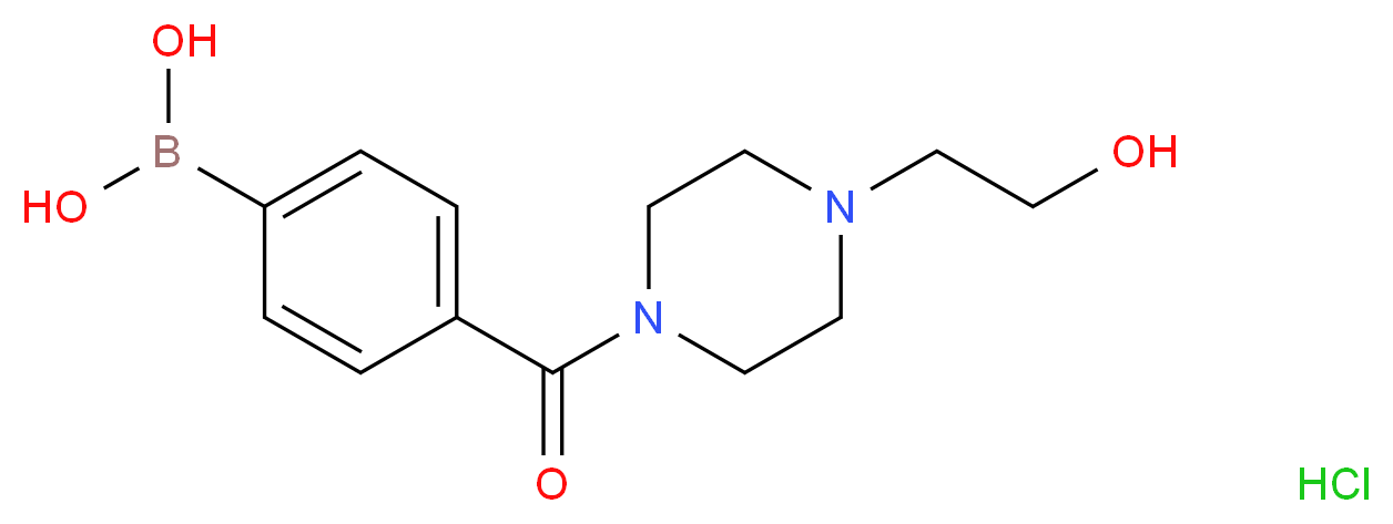 4-{[4-(2-Hydroxyethyl)piperazin-1-yl]carbonyl}benzeneboronic acid hydrochloride 97%_分子结构_CAS_913835-44-6)