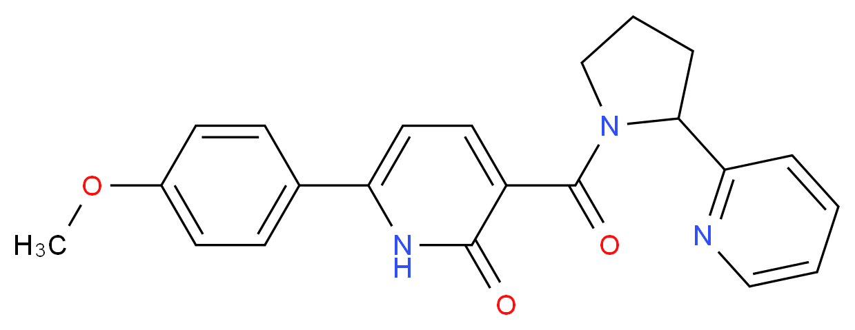 6-(4-methoxyphenyl)-3-{[2-(2-pyridinyl)-1-pyrrolidinyl]carbonyl}-2(1H)-pyridinone_分子结构_CAS_)