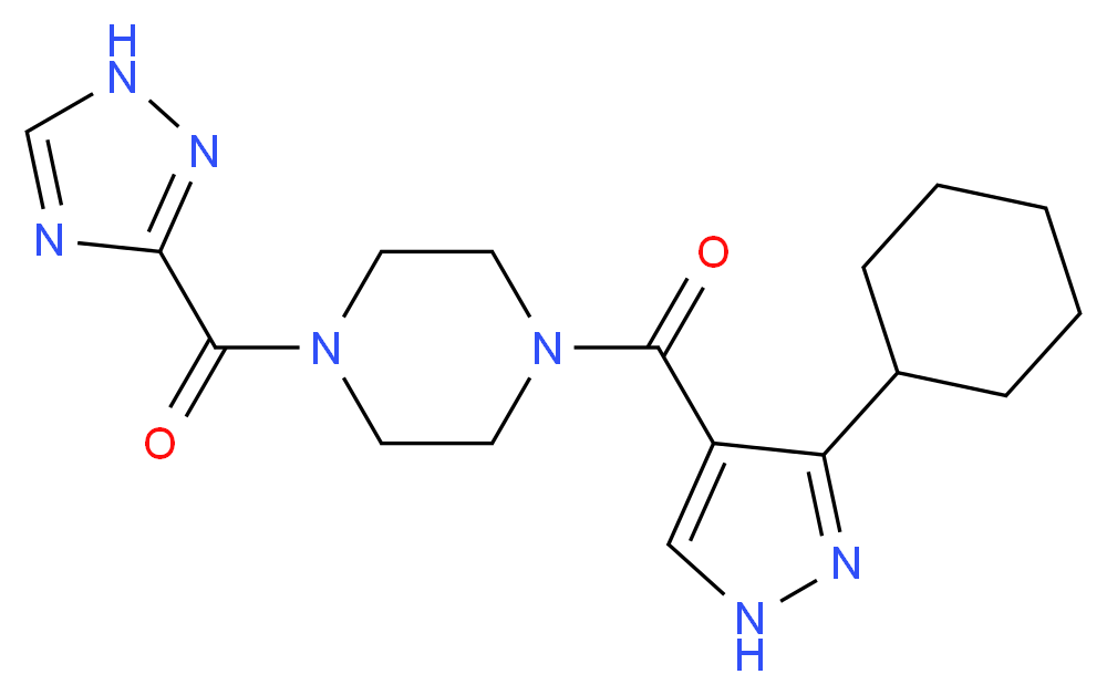 1-[(3-cyclohexyl-1H-pyrazol-4-yl)carbonyl]-4-(1H-1,2,4-triazol-3-ylcarbonyl)piperazine_分子结构_CAS_)