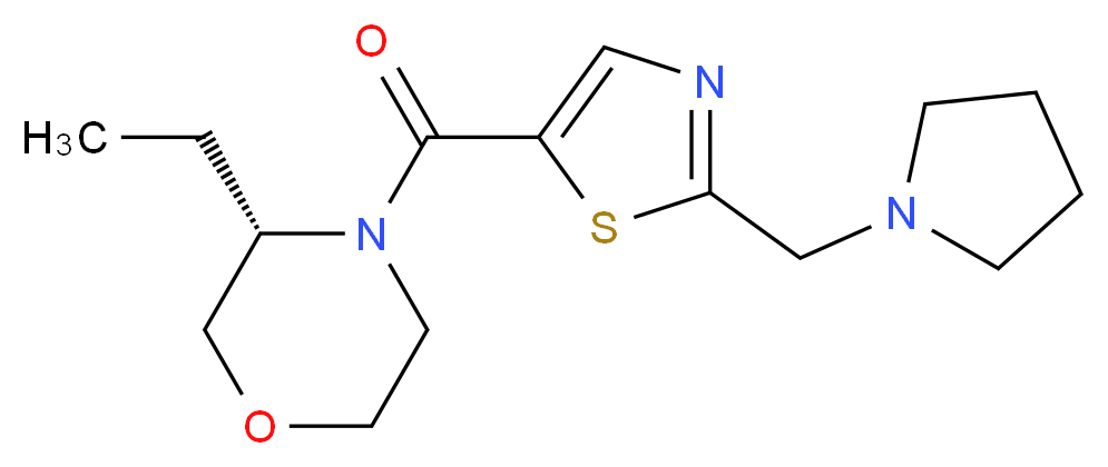 (3S)-3-ethyl-4-{[2-(pyrrolidin-1-ylmethyl)-1,3-thiazol-5-yl]carbonyl}morpholine_分子结构_CAS_)