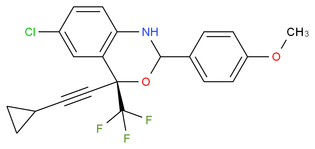 (4S)-6-Chloro-4-(cyclopropylethynyl)-1,4-dihydro-2-(4-methoxyphenyl)-4-(trifluoromethyl)-2H-3,1-benzoxazine(Mixture of 2 Diastereomers)_分子结构_CAS_209414-26-6)