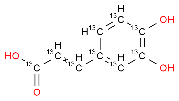 3-[3,4-dihydroxy(1,2,3,4,5,6-<sup>1</sup><sup>3</sup>C<sub>6</sub>)phenyl](1,2,3-<sup>1</sup><sup>3</sup>C<sub>3</sub>)prop-2-enoic acid_分子结构_CAS_1173097-51-2