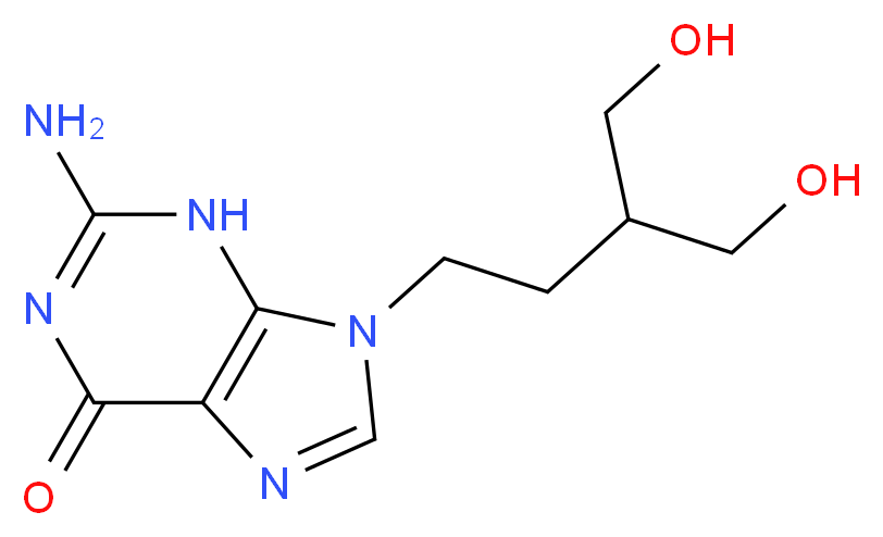2-amino-9-[4-hydroxy-3-(hydroxymethyl)butyl]-6,9-dihydro-3H-purin-6-one_分子结构_CAS_39809-25-1