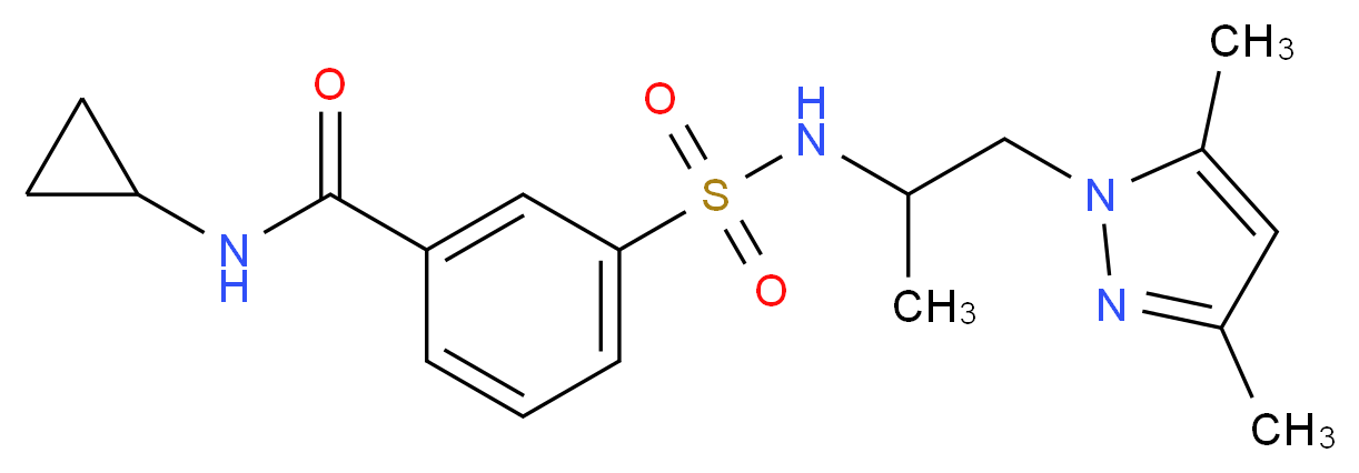 N-cyclopropyl-3-({[2-(3,5-dimethyl-1H-pyrazol-1-yl)-1-methylethyl]amino}sulfonyl)benzamide_分子结构_CAS_)