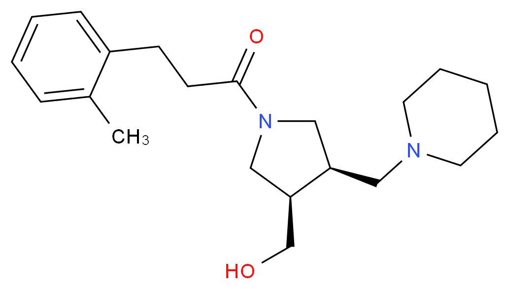 [(3R*,4R*)-1-[3-(2-methylphenyl)propanoyl]-4-(piperidin-1-ylmethyl)pyrrolidin-3-yl]methanol_分子结构_CAS_)