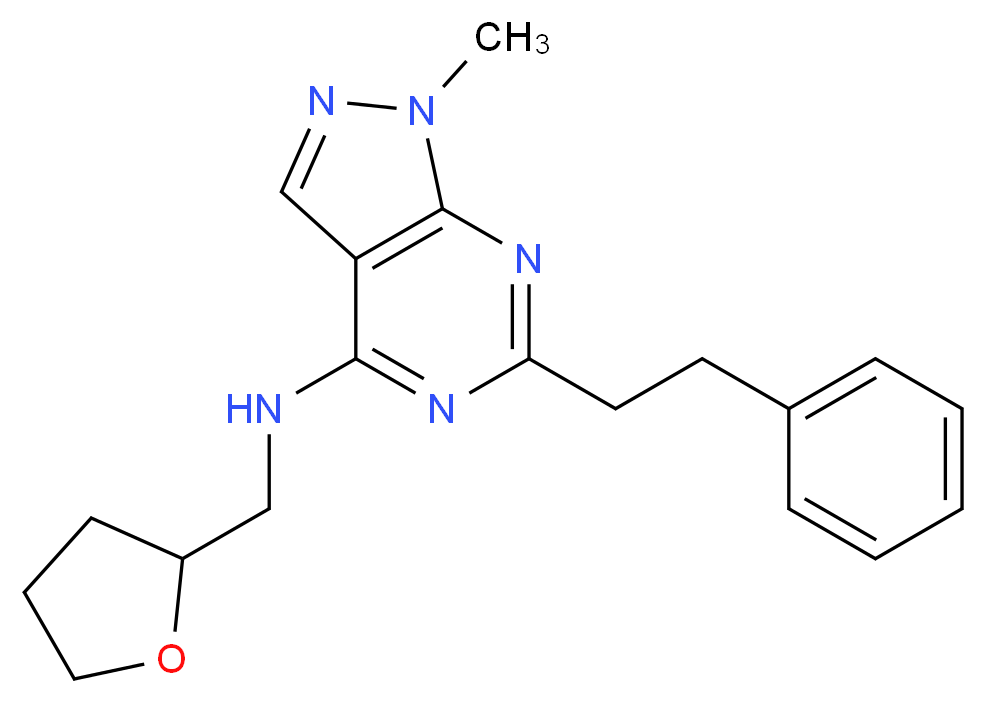 1-methyl-6-(2-phenylethyl)-N-(tetrahydro-2-furanylmethyl)-1H-pyrazolo[3,4-d]pyrimidin-4-amine_分子结构_CAS_)