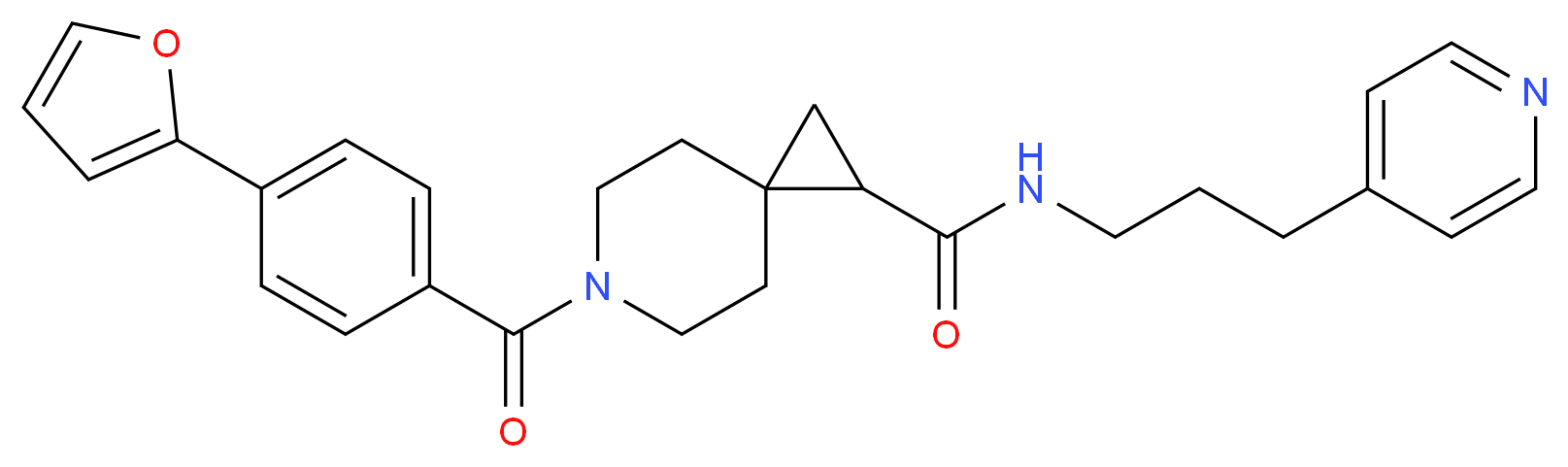 6-[4-(2-furyl)benzoyl]-N-[3-(4-pyridinyl)propyl]-6-azaspiro[2.5]octane-1-carboxamide_分子结构_CAS_)