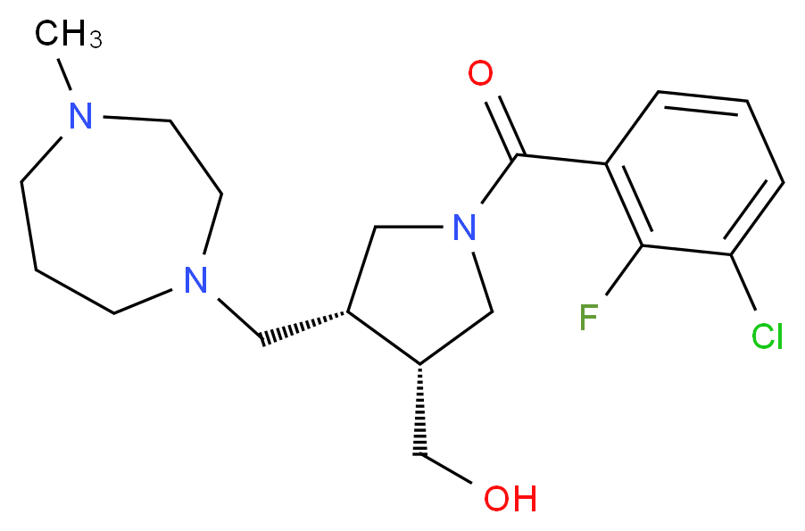 {(3R*,4R*)-1-(3-chloro-2-fluorobenzoyl)-4-[(4-methyl-1,4-diazepan-1-yl)methyl]pyrrolidin-3-yl}methanol_分子结构_CAS_)