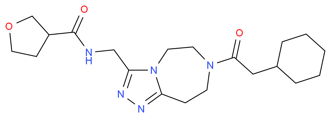 N-{[7-(2-cyclohexylacetyl)-6,7,8,9-tetrahydro-5H-[1,2,4]triazolo[4,3-d][1,4]diazepin-3-yl]methyl}tetrahydro-3-furancarboxamide_分子结构_CAS_)