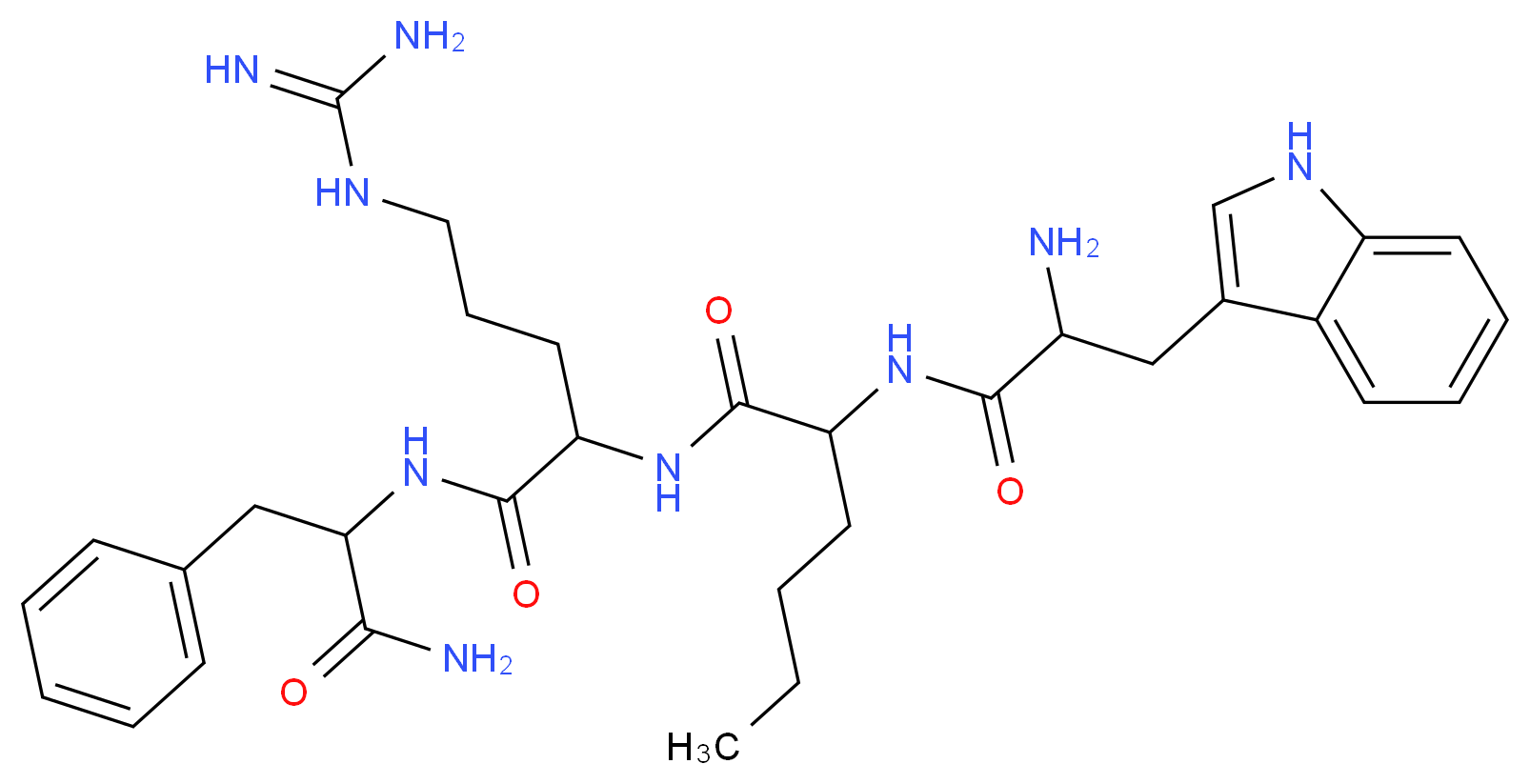 2-[2-amino-3-(1H-indol-3-yl)propanamido]-N-{4-carbamimidamido-1-[(1-carbamoyl-2-phenylethyl)carbamoyl]butyl}hexanamide_分子结构_CAS_83903-33-7