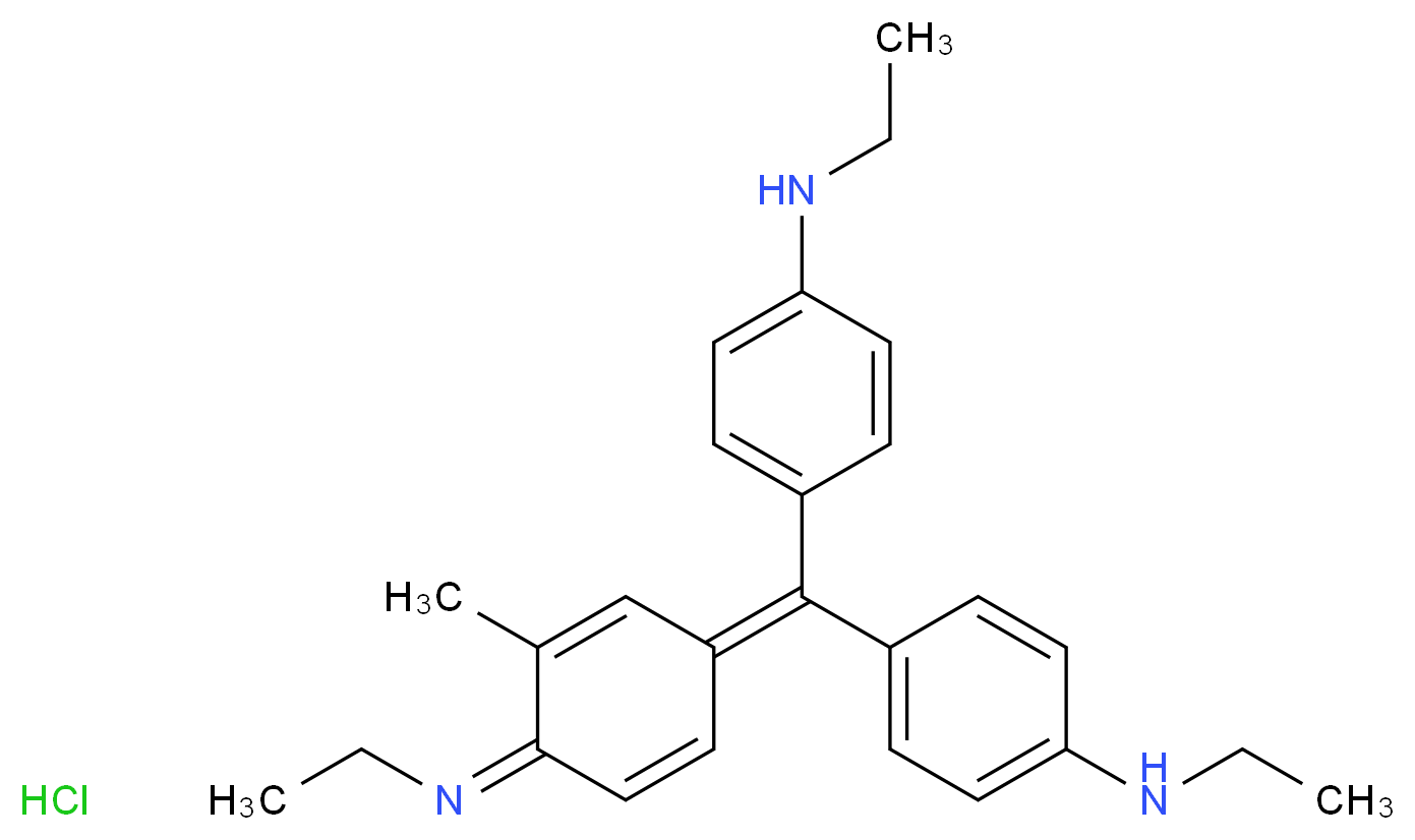 N-ethyl-4-{[4-(ethylamino)phenyl][(4Z)-4-(ethylimino)-3-methylcyclohexa-2,5-dien-1-ylidene]methyl}aniline hydrochloride_分子结构_CAS_8004-86-2