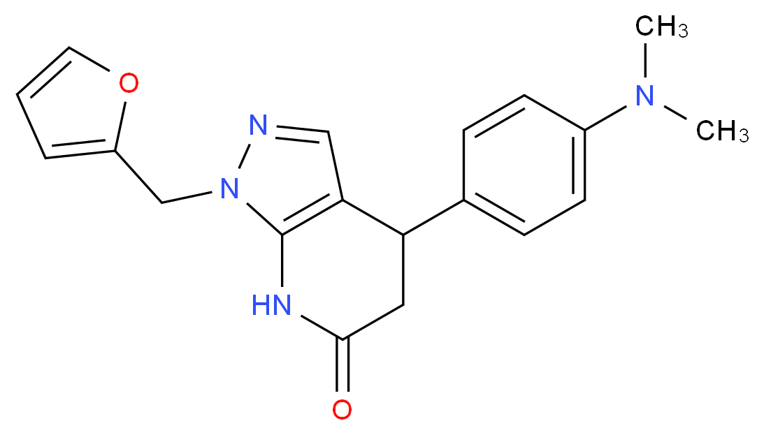 4-[4-(dimethylamino)phenyl]-1-(2-furylmethyl)-1,4,5,7-tetrahydro-6H-pyrazolo[3,4-b]pyridin-6-one_分子结构_CAS_)