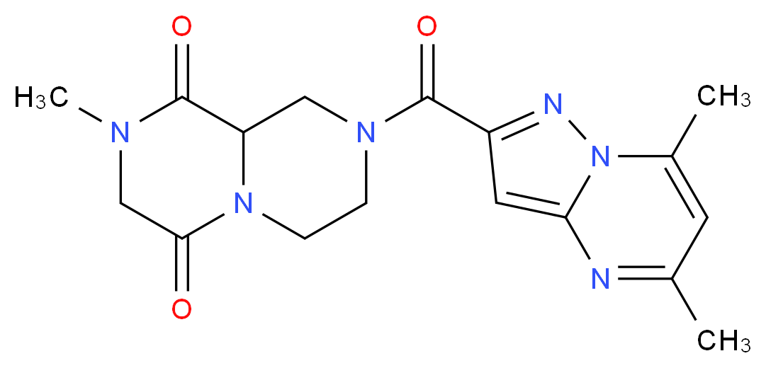 8-[(5,7-dimethylpyrazolo[1,5-a]pyrimidin-2-yl)carbonyl]-2-methyltetrahydro-2H-pyrazino[1,2-a]pyrazine-1,4(3H,6H)-dione_分子结构_CAS_)