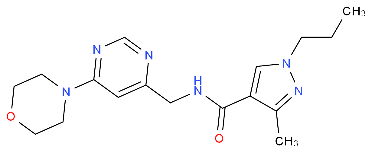 3-methyl-N-{[6-(4-morpholinyl)-4-pyrimidinyl]methyl}-1-propyl-1H-pyrazole-4-carboxamide_分子结构_CAS_)