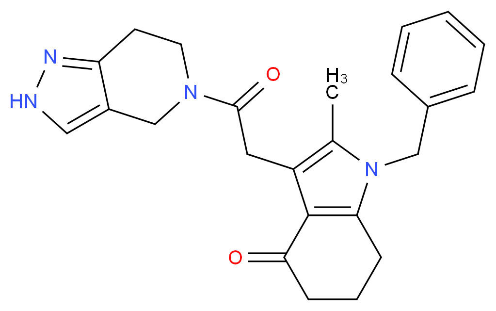 1-benzyl-2-methyl-3-[2-oxo-2-(2,4,6,7-tetrahydro-5H-pyrazolo[4,3-c]pyridin-5-yl)ethyl]-1,5,6,7-tetrahydro-4H-indol-4-one_分子结构_CAS_)
