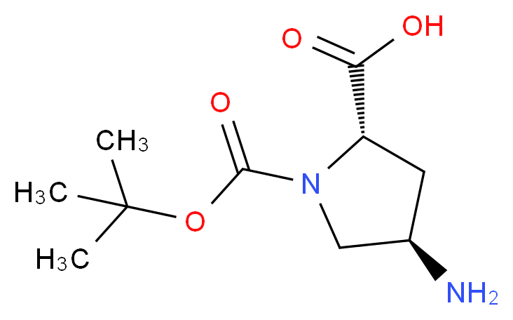 (2R,4R)-4-Amino-1-(tert-butoxycarbonyl)-pyrrolidine-2-carboxylic acid_分子结构_CAS_132622-98-1)