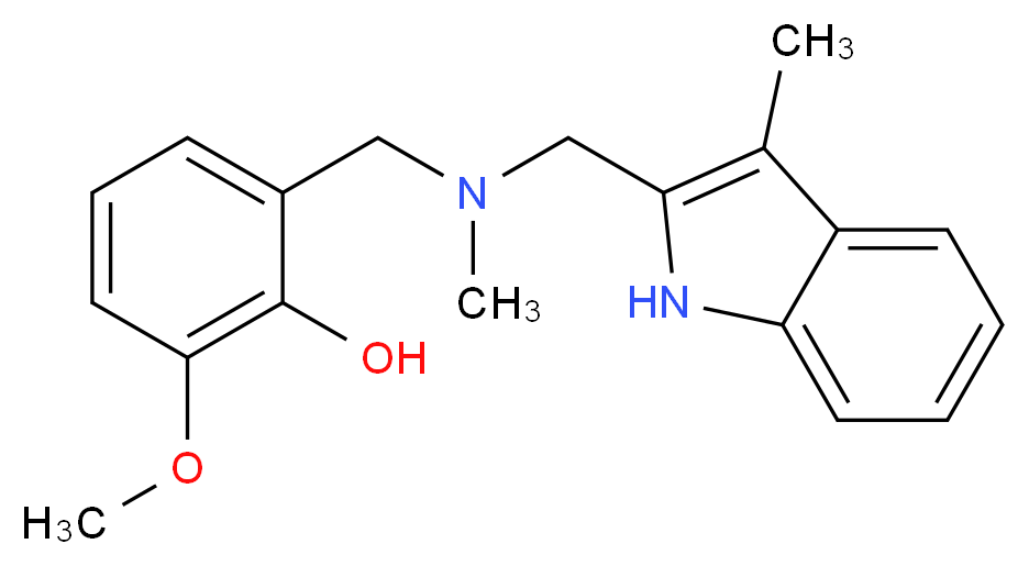 2-methoxy-6-({methyl[(3-methyl-1H-indol-2-yl)methyl]amino}methyl)phenol_分子结构_CAS_)