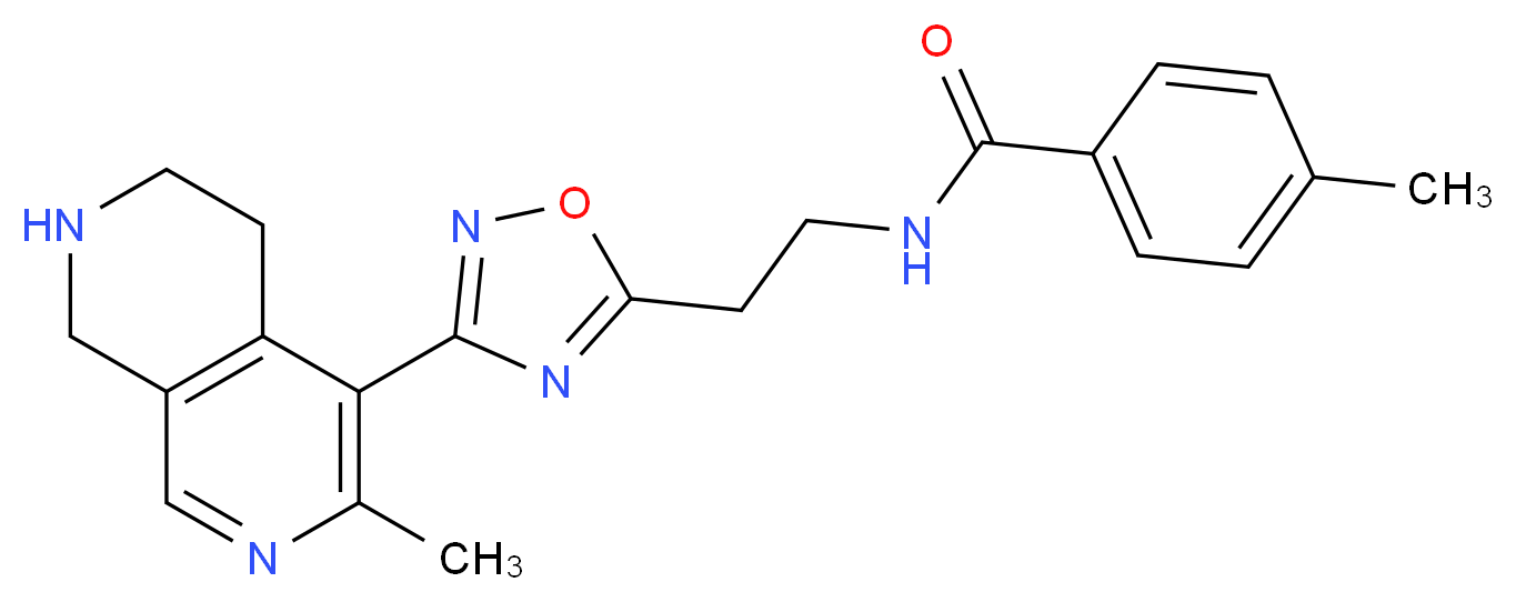 4-methyl-N-{2-[3-(3-methyl-5,6,7,8-tetrahydro-2,7-naphthyridin-4-yl)-1,2,4-oxadiazol-5-yl]ethyl}benzamide_分子结构_CAS_)