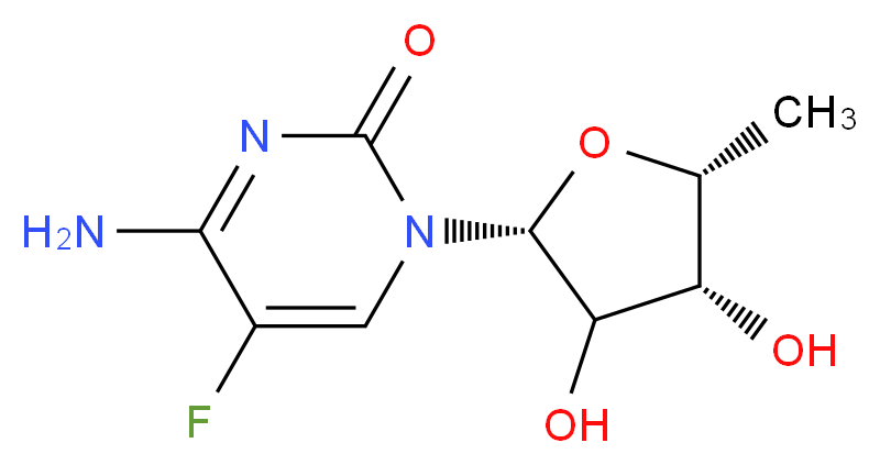 4-amino-1-[(2R,4R,5R)-3,4-dihydroxy-5-methyloxolan-2-yl]-5-fluoro-1,2-dihydropyrimidin-2-one_分子结构_CAS_66335-38-4