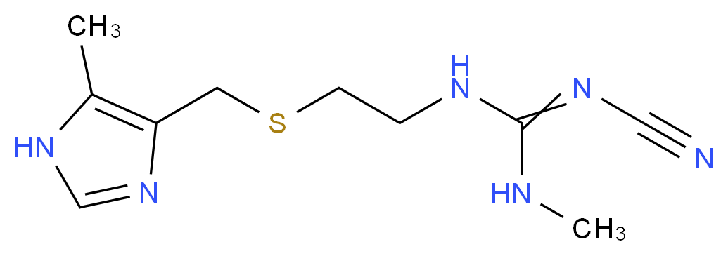 N''-cyano-N-methyl-N'-(2-{[(5-methyl-1H-imidazol-4-yl)methyl]sulfanyl}ethyl)guanidine_分子结构_CAS_51481-61-9