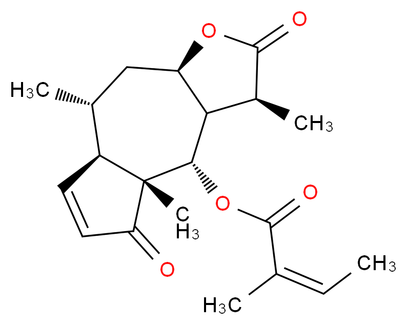 (3S,3aR,4S,4aR,7aR,8R,9aR)-3,4a,8-trimethyl-2,5-dioxo-2H,3H,3aH,4H,4aH,5H,7aH,8H,9H,9aH-azuleno[6,5-b]furan-4-yl (2Z)-2-methylbut-2-enoate_分子结构_CAS_16503-32-5