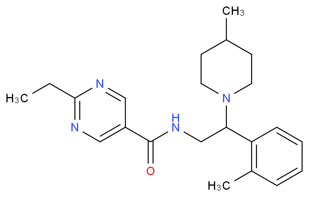 2-ethyl-N-[2-(2-methylphenyl)-2-(4-methyl-1-piperidinyl)ethyl]-5-pyrimidinecarboxamide_分子结构_CAS_)