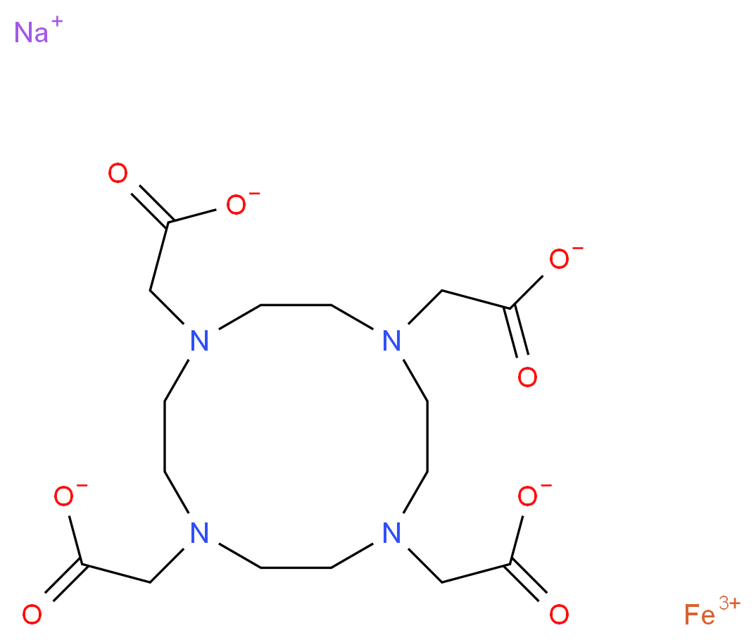 iron(3+) ion sodium 2-[4,7,10-tris(carboxylatomethyl)-1,4,7,10-tetraazacyclododecan-1-yl]acetate_分子结构_CAS_149819-85-2