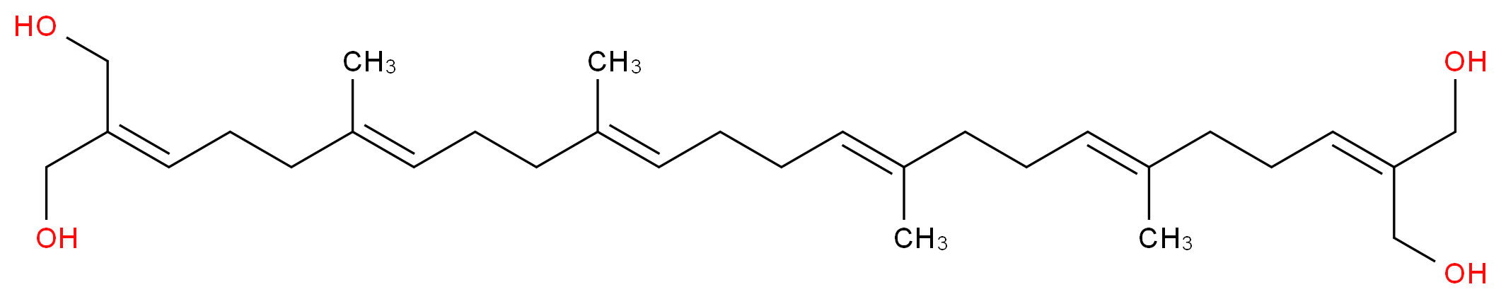 (6E,10E,14E,18E)-2,23-bis(hydroxymethyl)-6,10,15,19-tetramethyltetracosa-2,6,10,14,18,22-hexaene-1,24-diol_分子结构_CAS_1043629-23-7