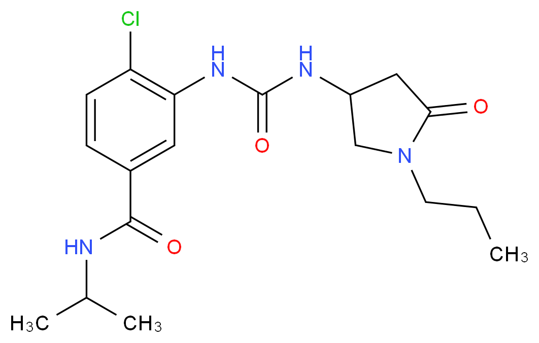 4-chloro-N-isopropyl-3-({[(5-oxo-1-propylpyrrolidin-3-yl)amino]carbonyl}amino)benzamide_分子结构_CAS_)