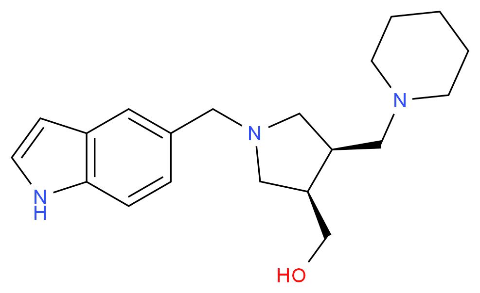 [(3R*,4R*)-1-(1H-indol-5-ylmethyl)-4-(piperidin-1-ylmethyl)pyrrolidin-3-yl]methanol_分子结构_CAS_)