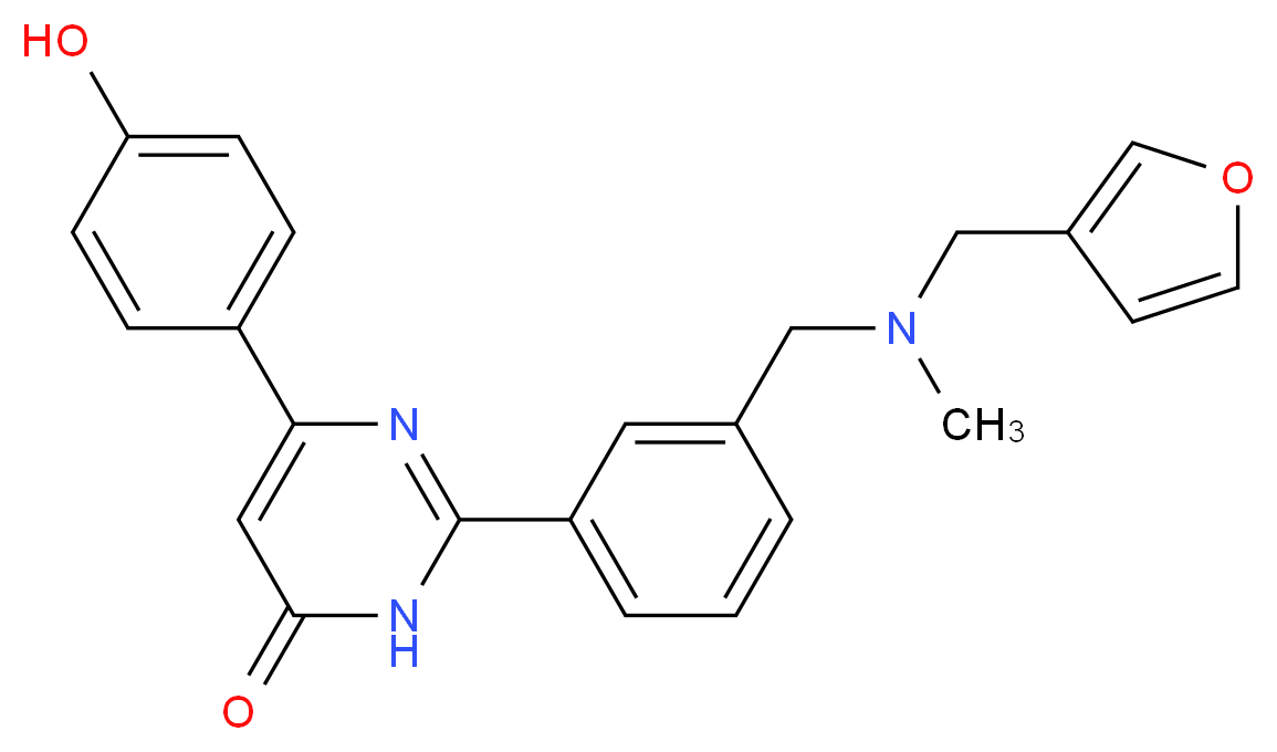 2-(3-{[(3-furylmethyl)(methyl)amino]methyl}phenyl)-6-(4-hydroxyphenyl)-4(3H)-pyrimidinone_分子结构_CAS_)