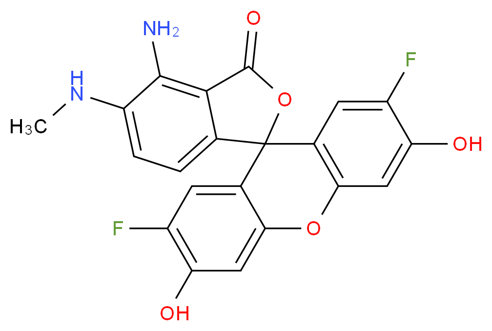 4-amino-2',7'-difluoro-3',6'-dihydroxy-5-(methylamino)-3H-spiro[2-benzofuran-1,9'-xanthene]-3-one_分子结构_CAS_254109-20-1