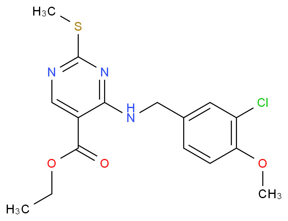 Ethyl 4-[(3-chloro-4-methoxybenzyl)amino]-2-(methylthio)pyrimidine-5-carboxylate_分子结构_CAS_330785-81-4)