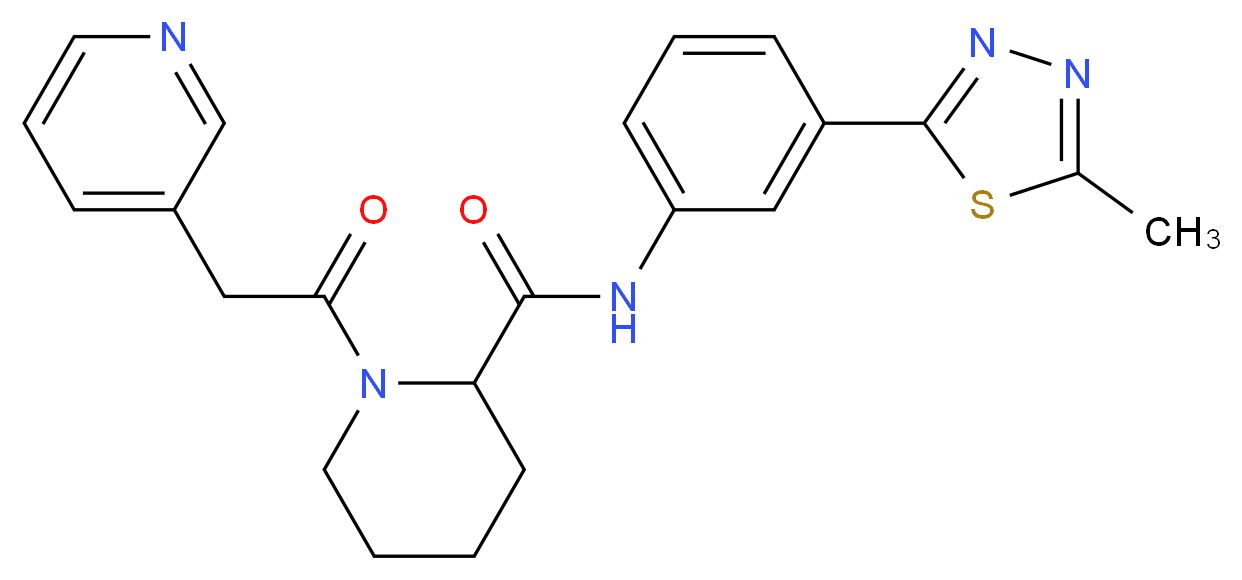 N-[3-(5-methyl-1,3,4-thiadiazol-2-yl)phenyl]-1-(3-pyridinylacetyl)-2-piperidinecarboxamide_分子结构_CAS_)