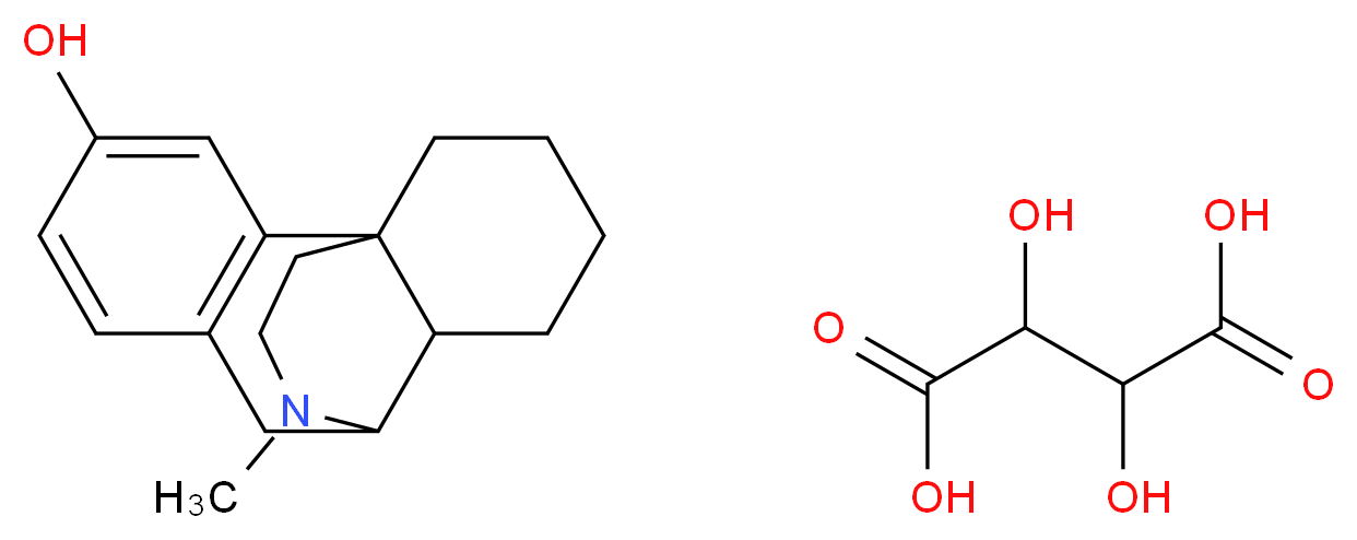 17-methyl-17-azatetracyclo[7.5.3.0^{1,10}.0^{2,7}]heptadeca-2(7),3,5-trien-4-ol; 2,3-dihydroxybutanedioic acid_分子结构_CAS_125-73-5