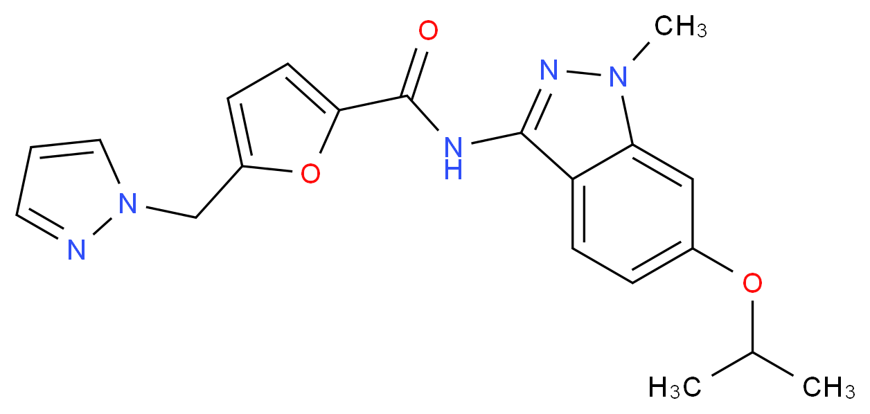 N-(6-isopropoxy-1-methyl-1H-indazol-3-yl)-5-(1H-pyrazol-1-ylmethyl)-2-furamide_分子结构_CAS_)
