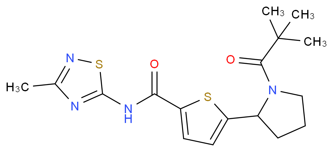 5-[1-(2,2-dimethylpropanoyl)-2-pyrrolidinyl]-N-(3-methyl-1,2,4-thiadiazol-5-yl)-2-thiophenecarboxamide_分子结构_CAS_)