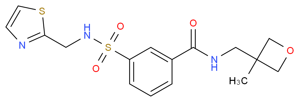 N-[(3-methyloxetan-3-yl)methyl]-3-{[(1,3-thiazol-2-ylmethyl)amino]sulfonyl}benzamide_分子结构_CAS_)