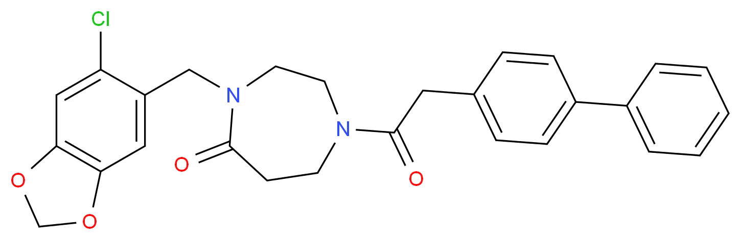 1-(4-biphenylylacetyl)-4-[(6-chloro-1,3-benzodioxol-5-yl)methyl]-1,4-diazepan-5-one_分子结构_CAS_)