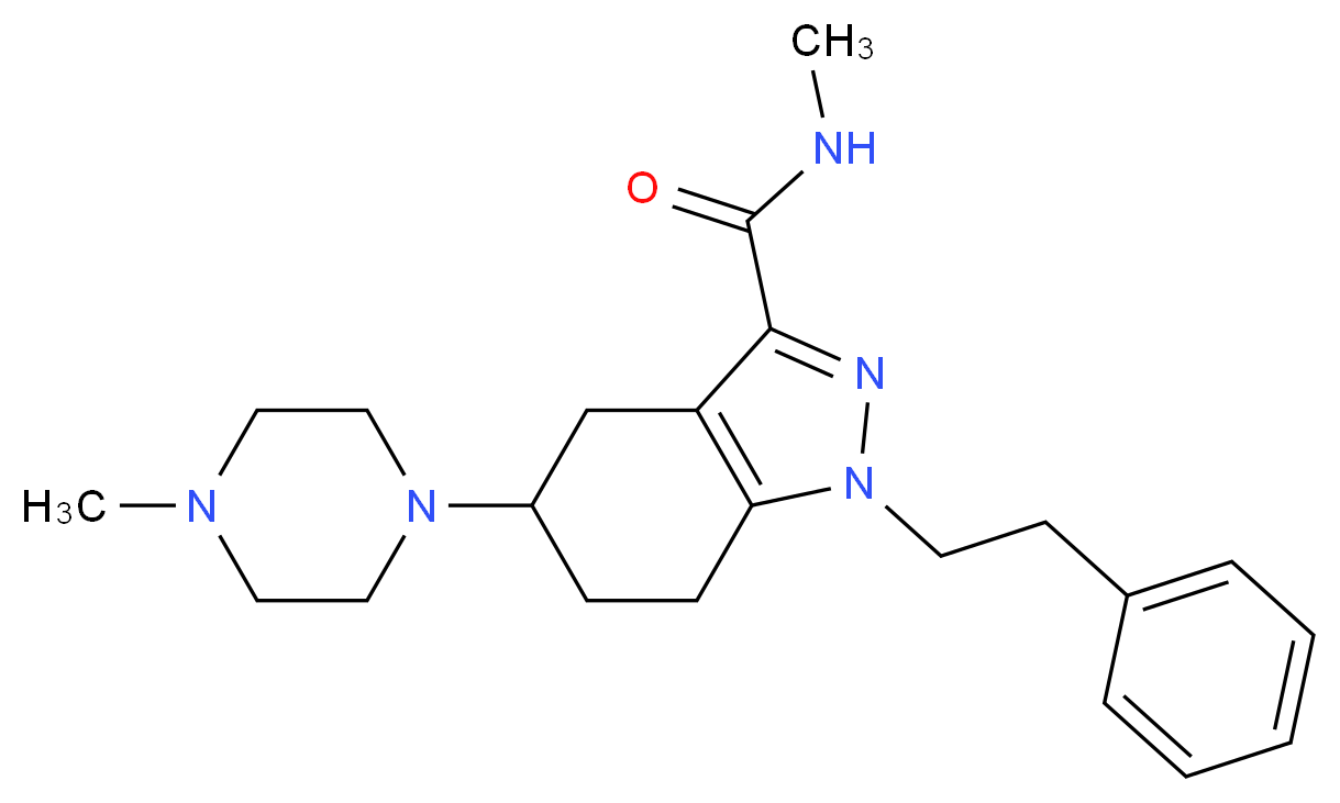 N-methyl-5-(4-methyl-1-piperazinyl)-1-(2-phenylethyl)-4,5,6,7-tetrahydro-1H-indazole-3-carboxamide_分子结构_CAS_)