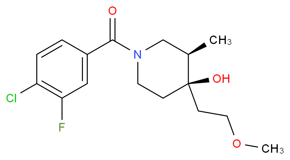 (3R*,4R*)-1-(4-chloro-3-fluorobenzoyl)-4-(2-methoxyethyl)-3-methylpiperidin-4-ol_分子结构_CAS_)