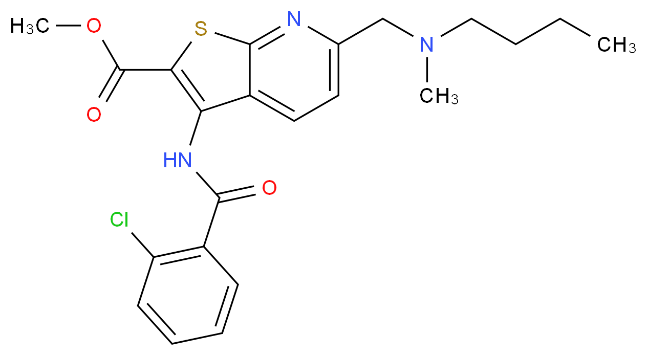 methyl 6-{[butyl(methyl)amino]methyl}-3-[(2-chlorobenzoyl)amino]thieno[2,3-b]pyridine-2-carboxylate_分子结构_CAS_)