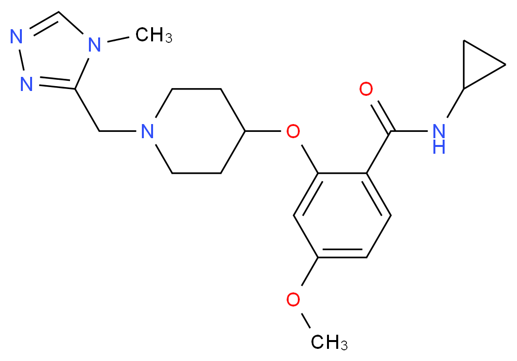 N-cyclopropyl-4-methoxy-2-({1-[(4-methyl-4H-1,2,4-triazol-3-yl)methyl]piperidin-4-yl}oxy)benzamide_分子结构_CAS_)