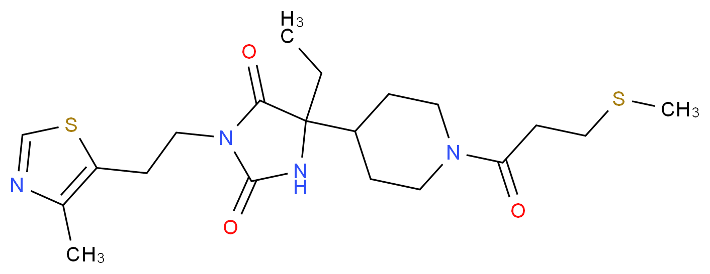 5-ethyl-3-[2-(4-methyl-1,3-thiazol-5-yl)ethyl]-5-{1-[3-(methylthio)propanoyl]-4-piperidinyl}-2,4-imidazolidinedione_分子结构_CAS_)