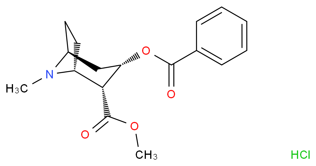 methyl (1R,2R,3S,5S)-3-(benzoyloxy)-8-methyl-8-azabicyclo[3.2.1]octane-2-carboxylate hydrochloride_分子结构_CAS_53-21-4