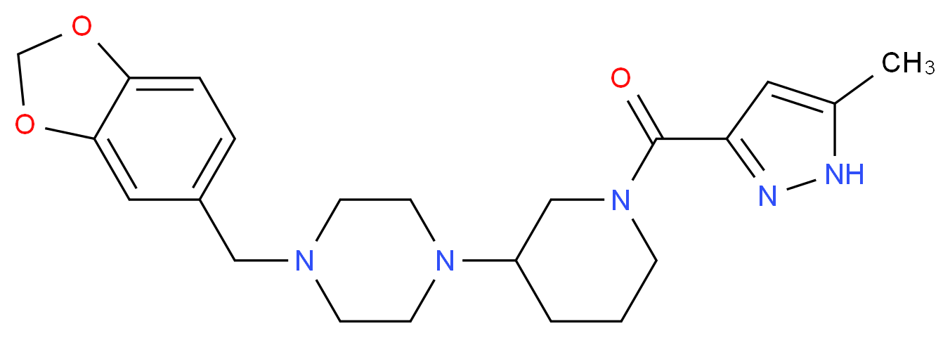 1-(1,3-benzodioxol-5-ylmethyl)-4-{1-[(5-methyl-1H-pyrazol-3-yl)carbonyl]-3-piperidinyl}piperazine_分子结构_CAS_)
