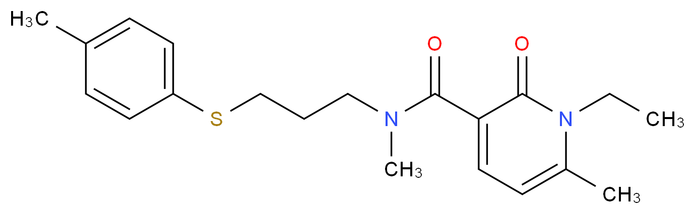 1-ethyl-N,6-dimethyl-N-{3-[(4-methylphenyl)thio]propyl}-2-oxo-1,2-dihydropyridine-3-carboxamide_分子结构_CAS_)