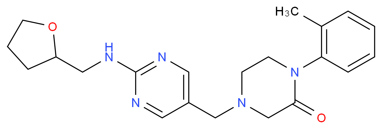 1-(2-methylphenyl)-4-({2-[(tetrahydro-2-furanylmethyl)amino]-5-pyrimidinyl}methyl)-2-piperazinone_分子结构_CAS_)