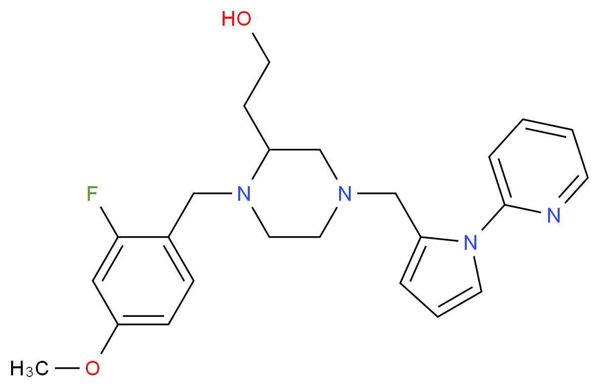 2-(1-(2-fluoro-4-methoxybenzyl)-4-{[1-(2-pyridinyl)-1H-pyrrol-2-yl]methyl}-2-piperazinyl)ethanol_分子结构_CAS_)