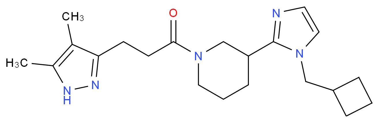 3-[1-(cyclobutylmethyl)-1H-imidazol-2-yl]-1-[3-(4,5-dimethyl-1H-pyrazol-3-yl)propanoyl]piperidine_分子结构_CAS_)